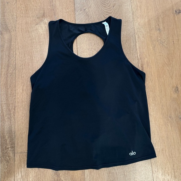 Alo Yoga - Black Tank Top With Cut Out in Back Size Small - Picture 1 of 3